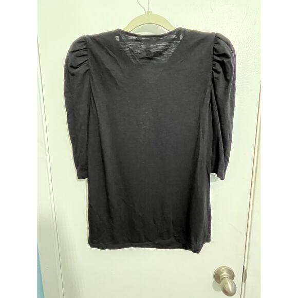 Rebecca Taylor Twist Front Blouse Small Black Wool Blend Jersey Knit Whimsigoth - Picture 4 of 6